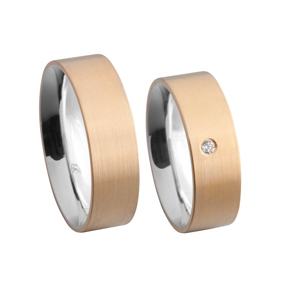 Wedding rings 925 Silber-KERN, 750 Rotgold, Hybrid 514657-70