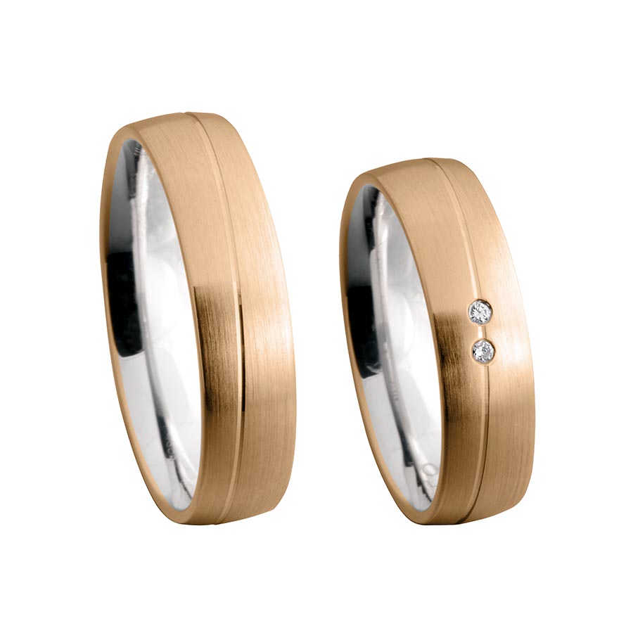 Wedding rings 925 Silber-KERN, 750 Rotgold, Hybrid 514658-55