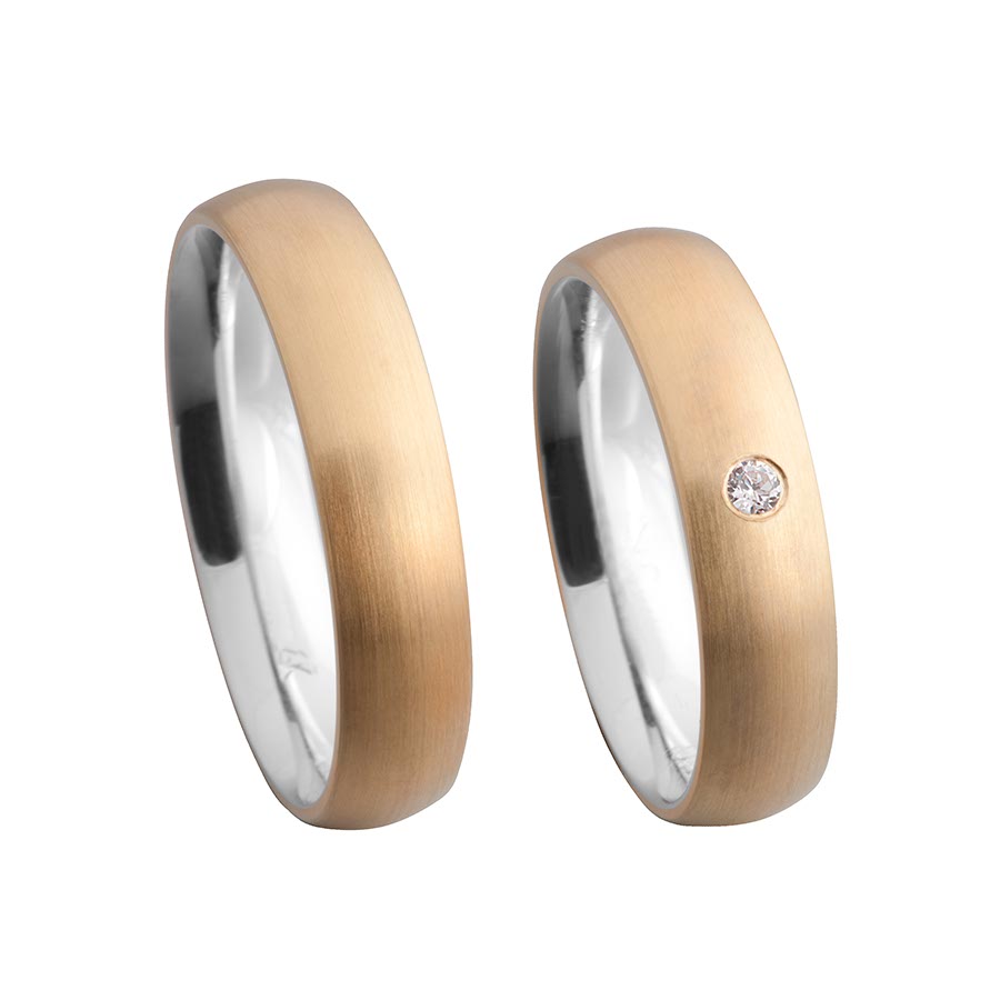 Wedding rings 925 Silber-KERN, 750 Rotgold, Hybrid 514659-50
