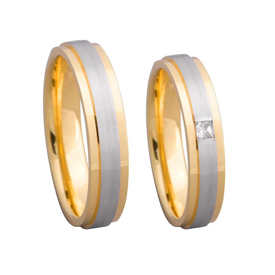 Wedding rings 375 Gelbgold, Weißgold+Pd 514660-40