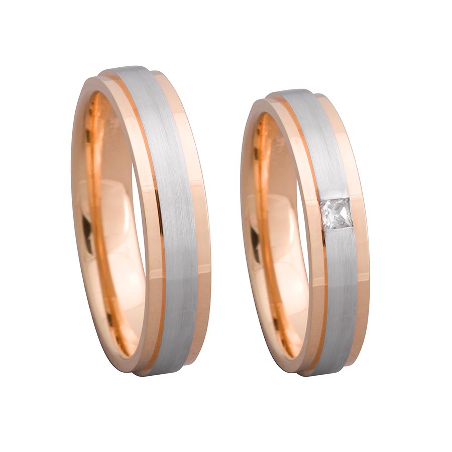 Wedding rings 585 Rotgold, Weißgold+Pd 514660-40