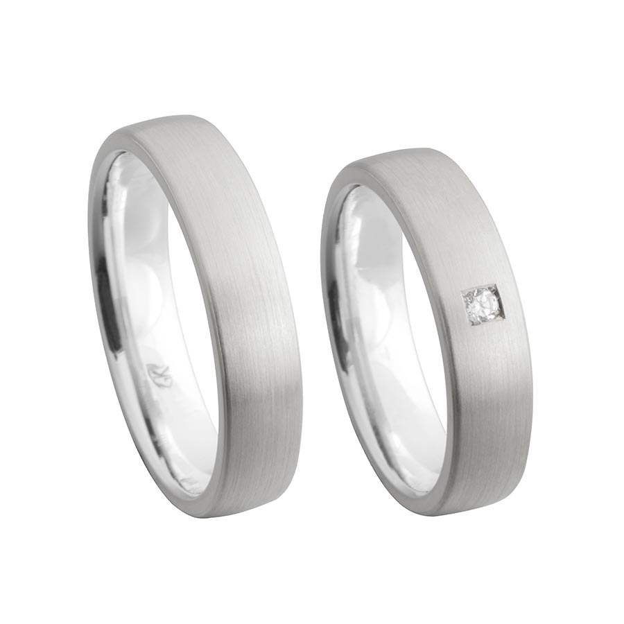 Wedding rings 925 Silber-KERN, 750 Weißgold+Pd, Hybrid 514662-50