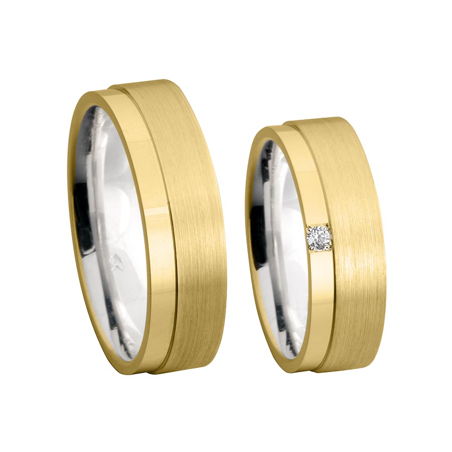 Wedding rings 925 Silber-KERN, 750 Gelbgold, Hybrid 514666-65