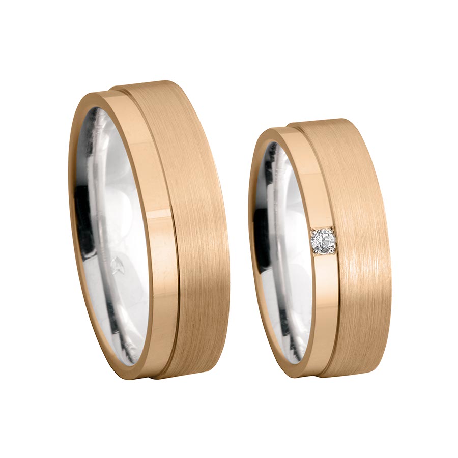 Wedding rings 925 Silber-KERN, 750 Rotgold, Hybrid 514666-65
