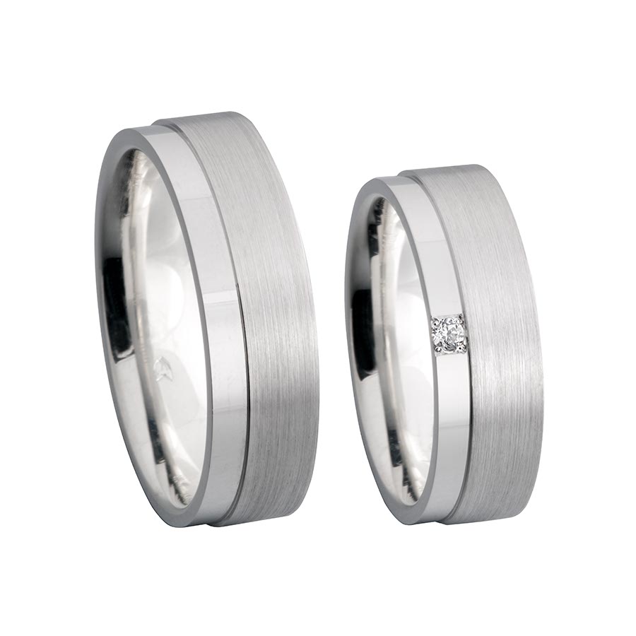 Wedding rings 925 Silber-KERN, 585 Weißgold+Pd, Hybrid 514666-65