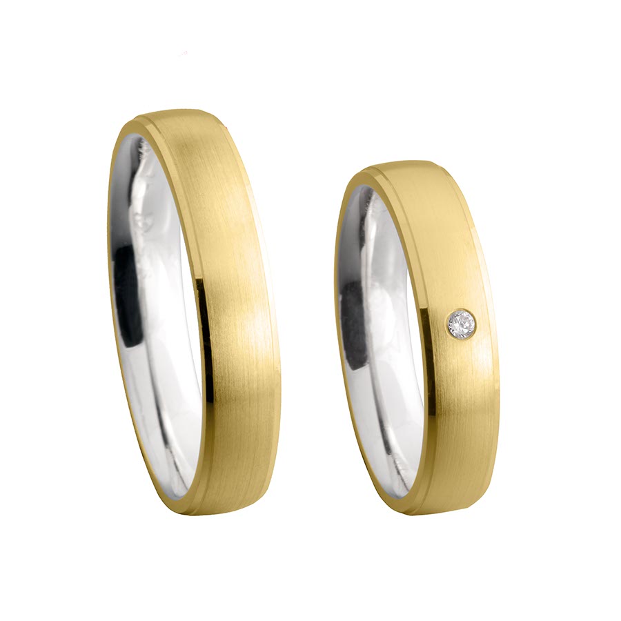 Wedding rings 925 Silber-KERN, 750 Gelbgold, Hybrid 514667-45