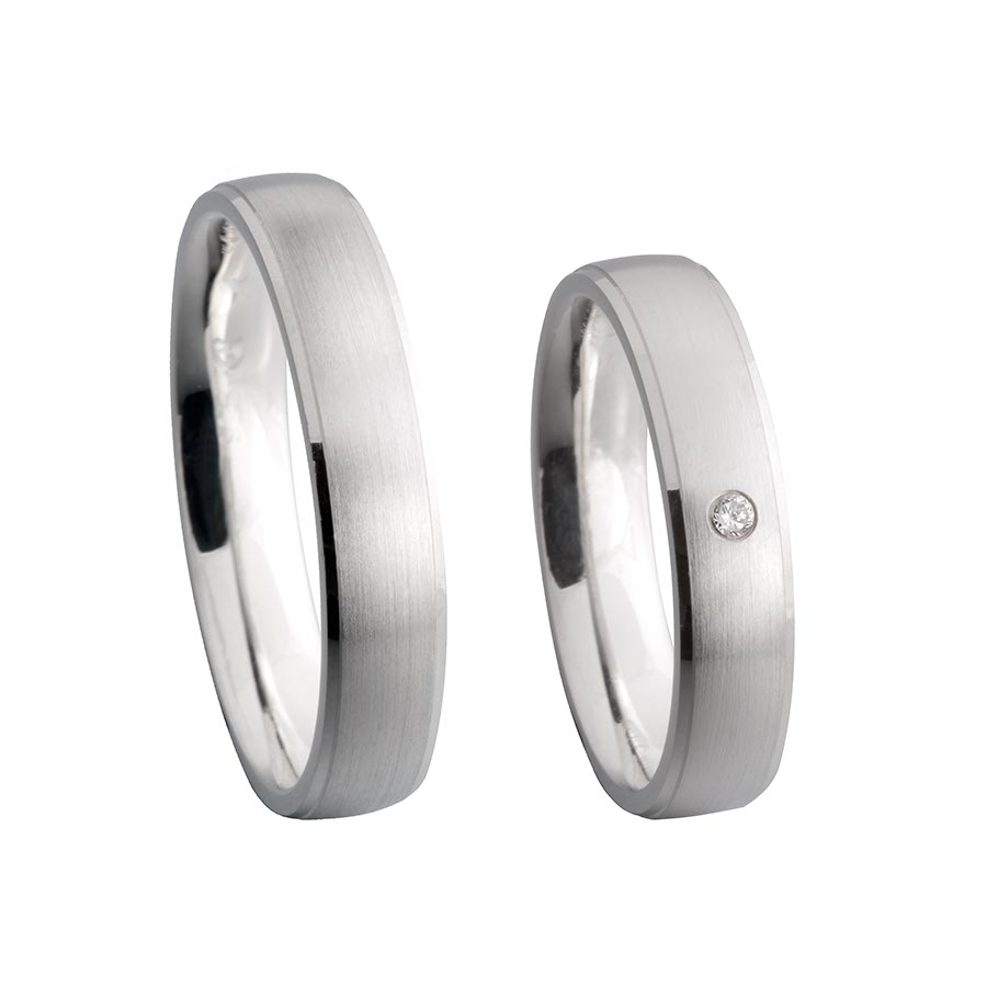 Wedding rings 925 Silber-KERN, 585 Weißgold+Pd, Hybrid 514667-45