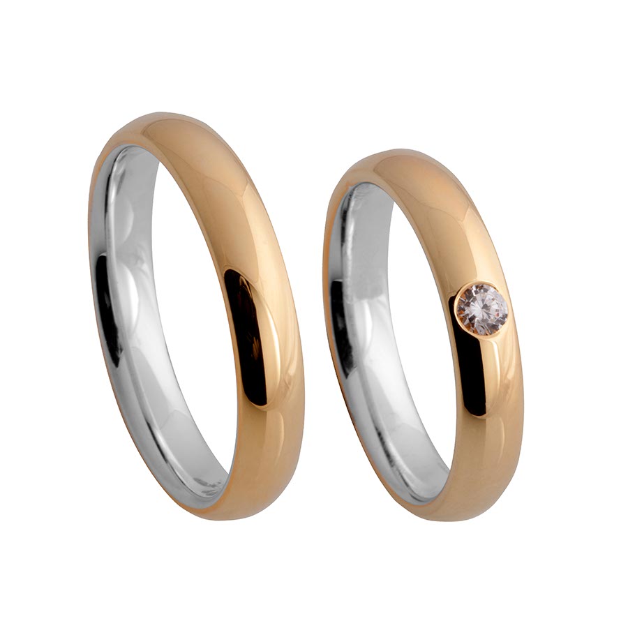Wedding rings 925 Silber-KERN, 750 Rotgold, Hybrid 514669-40