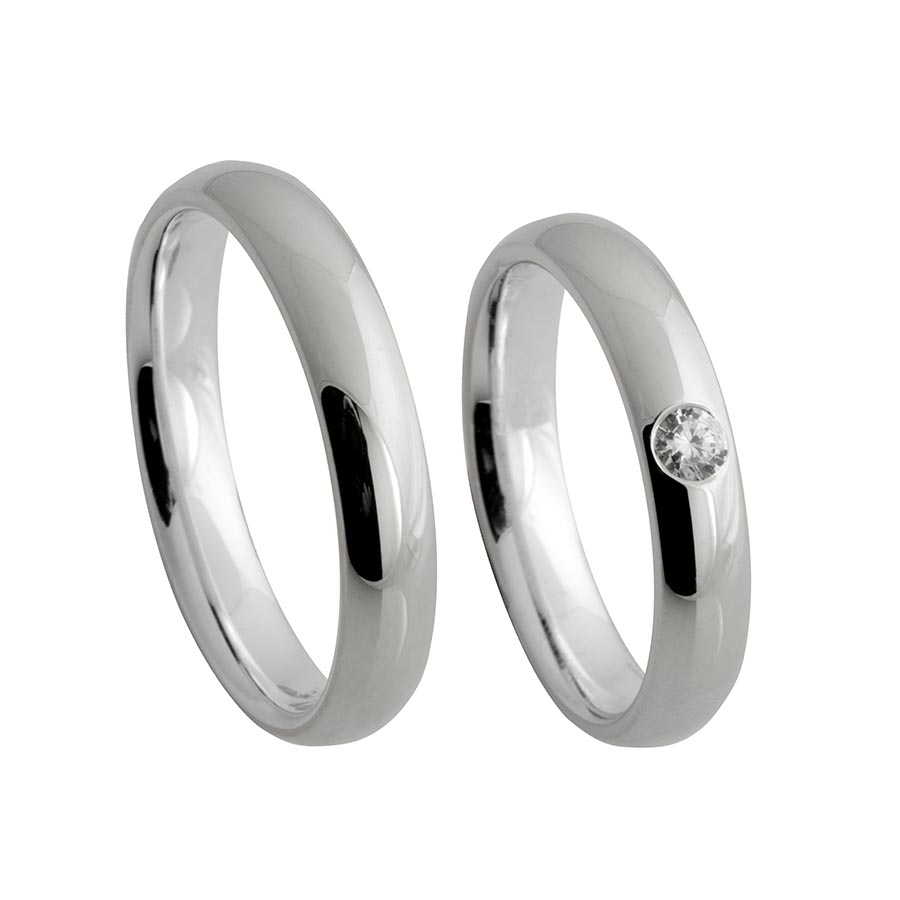 Wedding rings 925 Silber-KERN, 750 Weißgold+Pd, Hybrid 514669-40