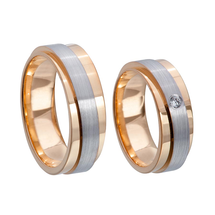 Wedding rings 585 Rotgold, Weißgold+Pd 514674-70