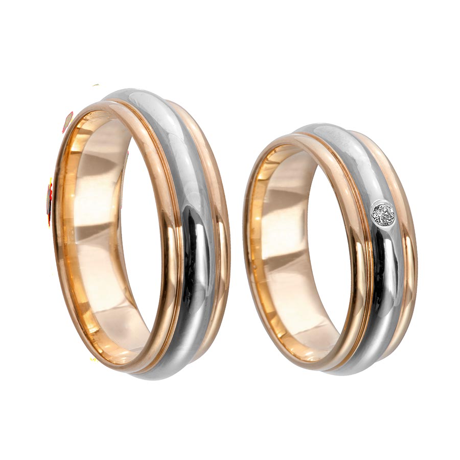Wedding rings 585 Rotgold, Weißgold+Pd 514676-63
