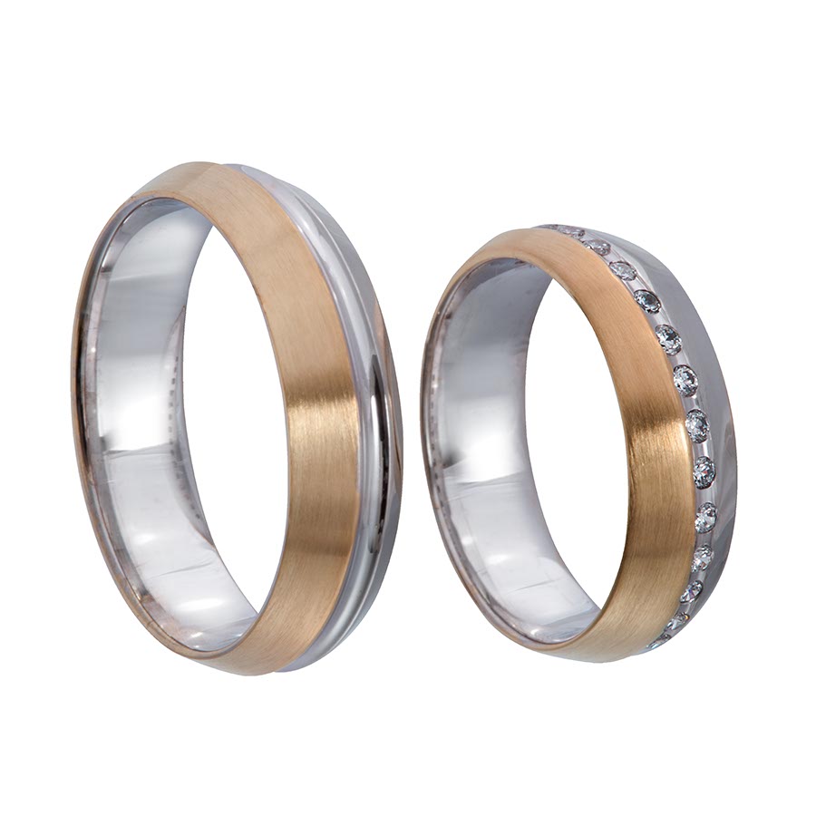 Wedding rings 585 Rotgold, Weißgold+Pd 514677-60