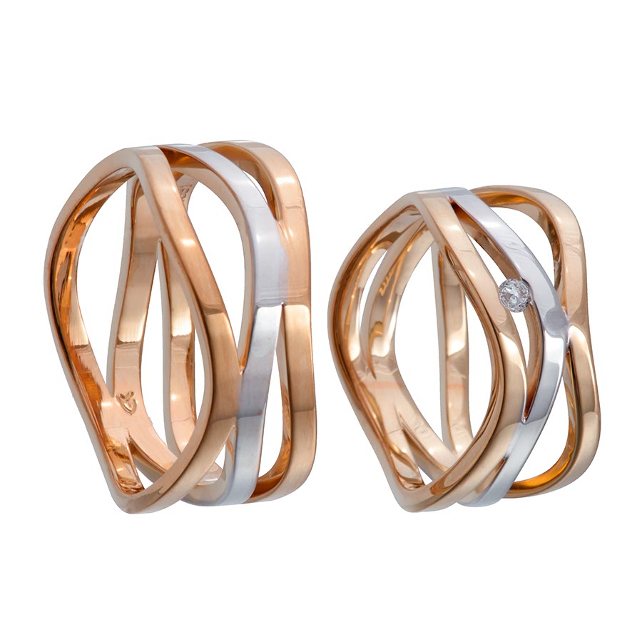 Wedding rings 585 Rotgold, Weißgold+Pd 514681-95