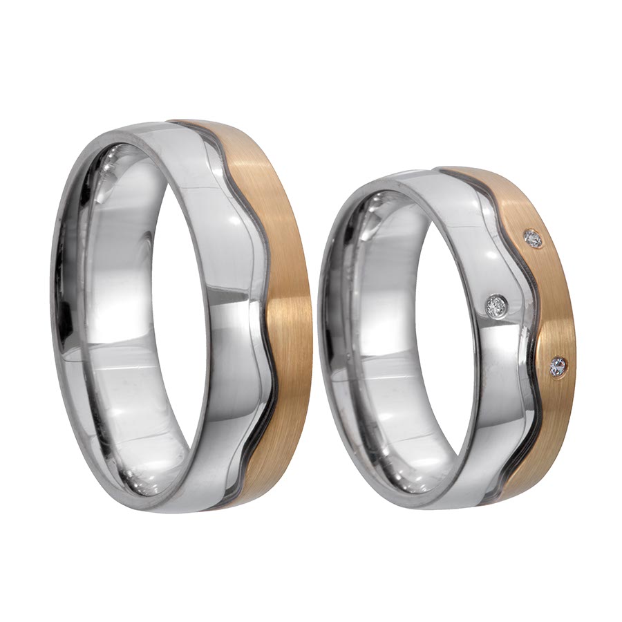 Wedding rings 585 Rotgold, Weißgold+Pd 514684-70
