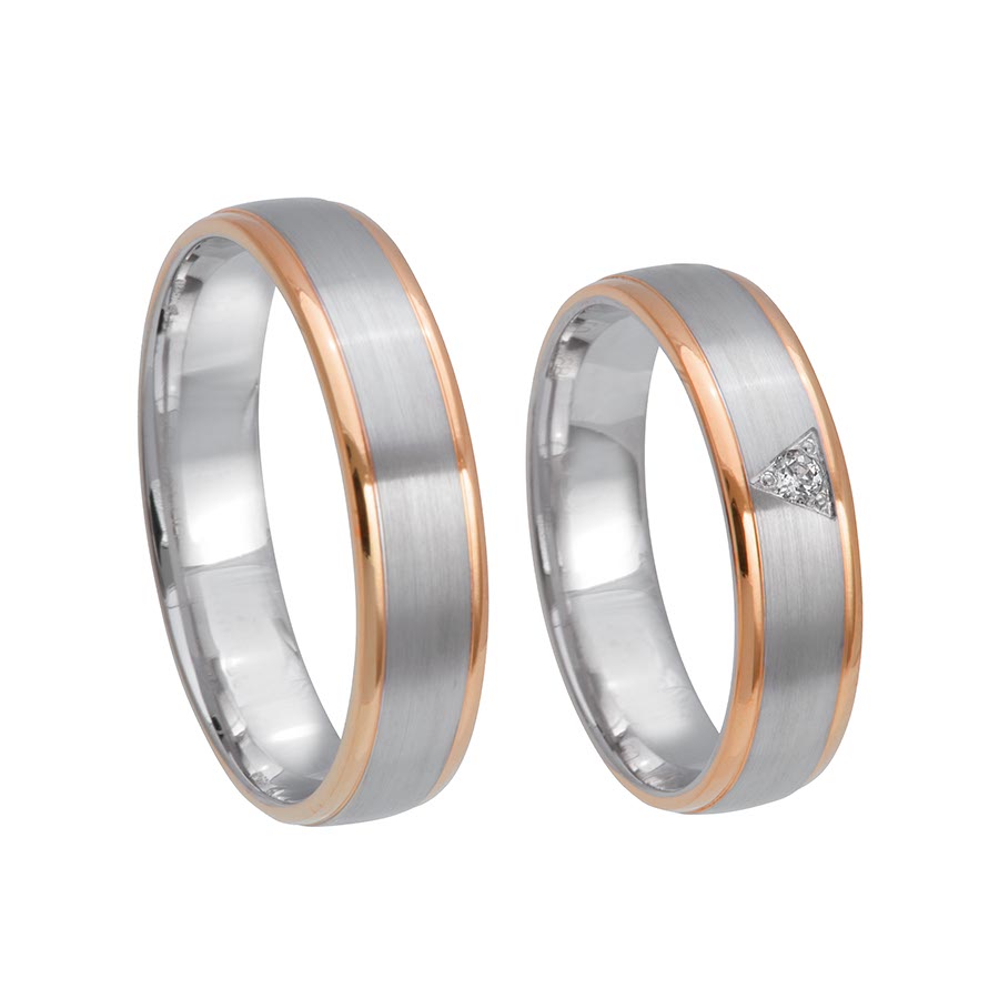 Wedding rings 585 Rotgold, Weißgold+Pd 514686-50