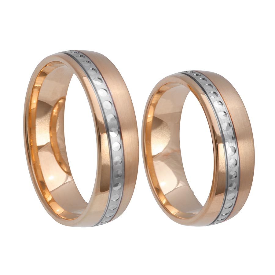 Wedding rings 585 Rotgold, Weißgold+Pd 514687-60