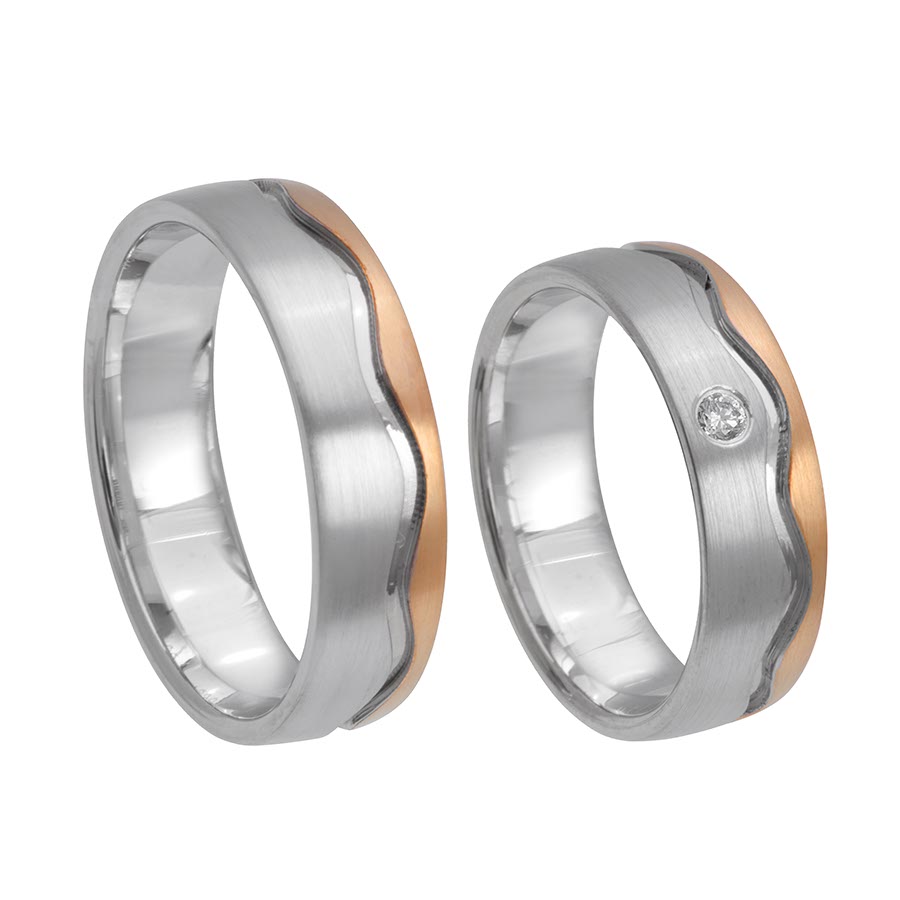 Wedding rings 585 Rotgold, Weißgold mit Pd