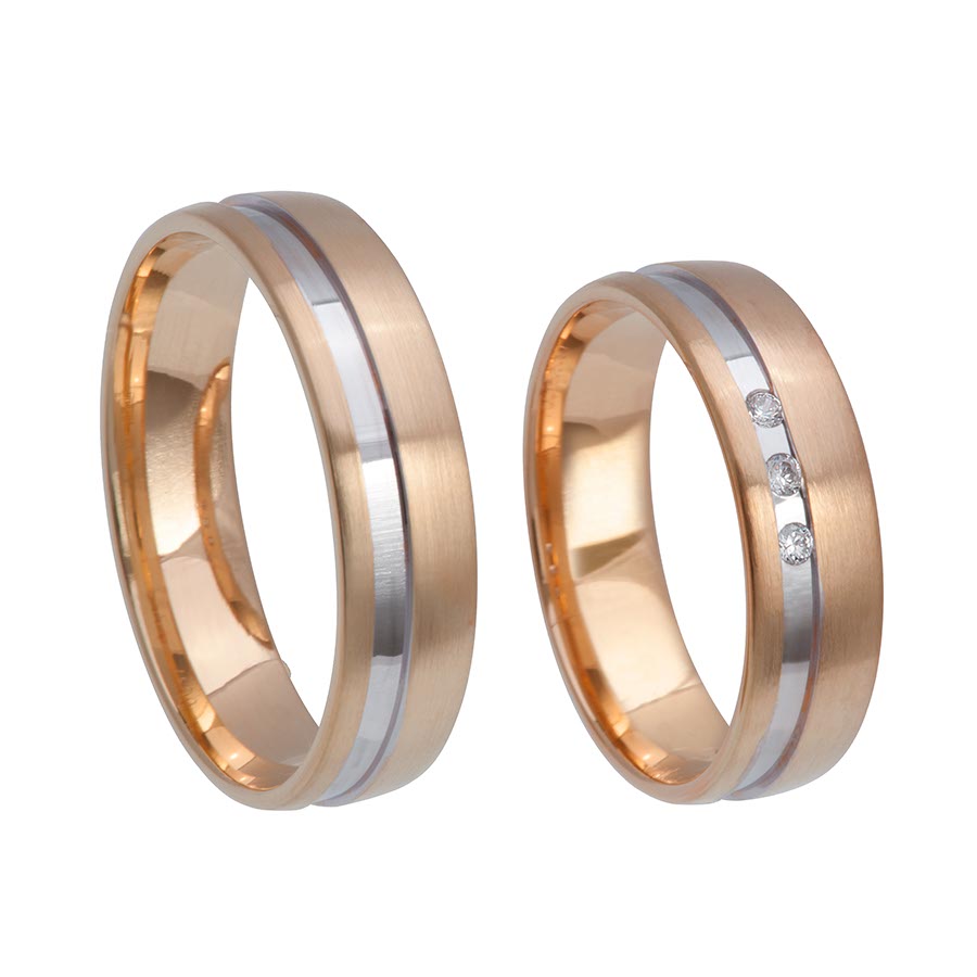 Wedding rings 333 Rotgold, Weißgold+Pd 514690-55