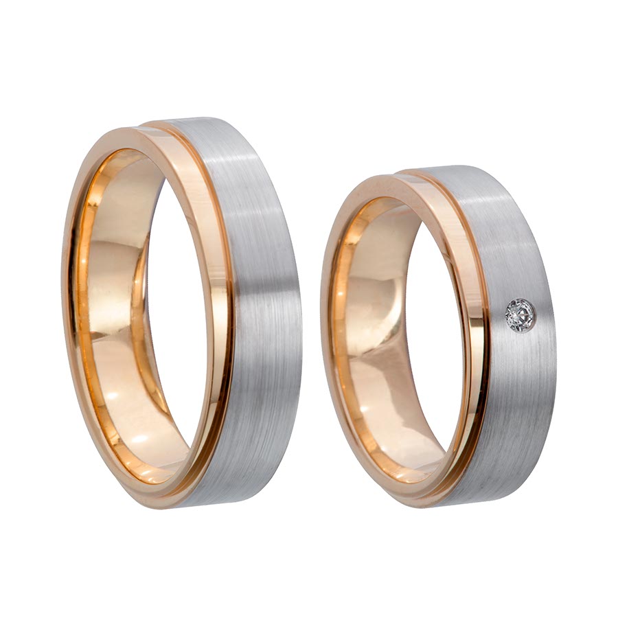 Wedding rings 585 Rotgold, Weißgold+Pd 514691-60