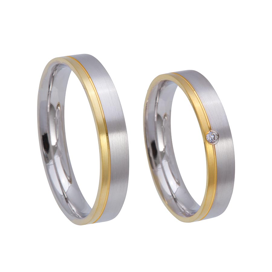 Wedding rings 585 Gelbgold, Weißgold+Pd 514693-40
