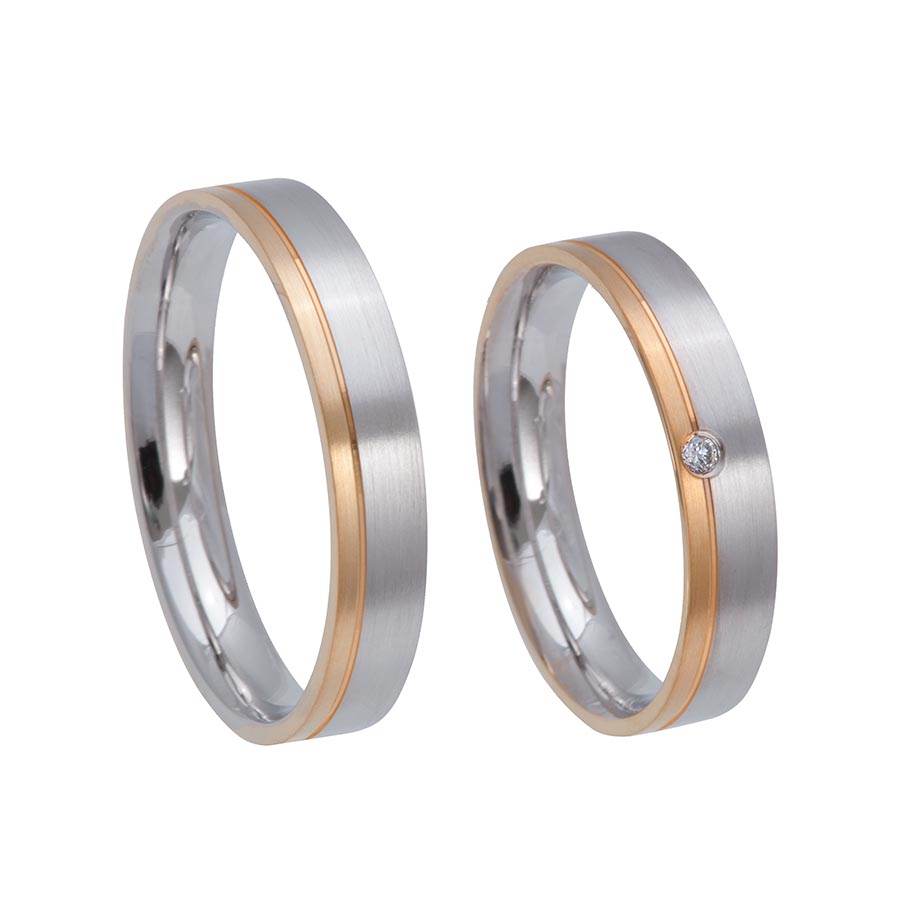 Wedding rings 585 Rotgold, Weißgold+Pd 514693-40