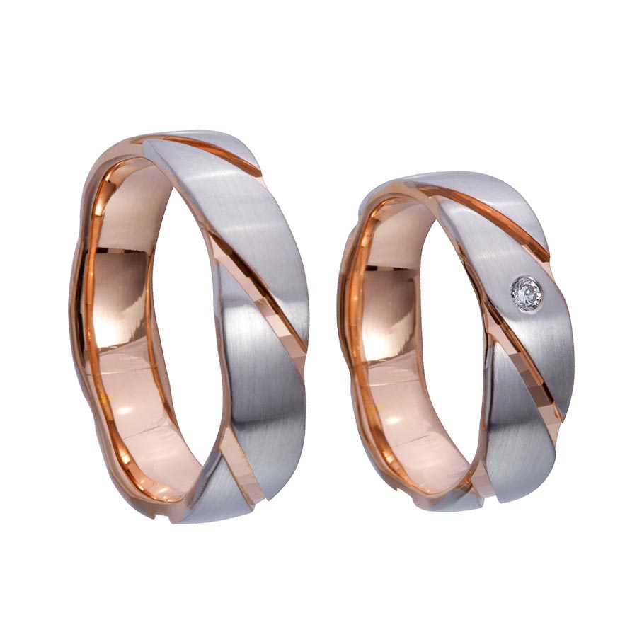 Wedding rings 585 Rotgold, Weißgold+Pd 514694-60