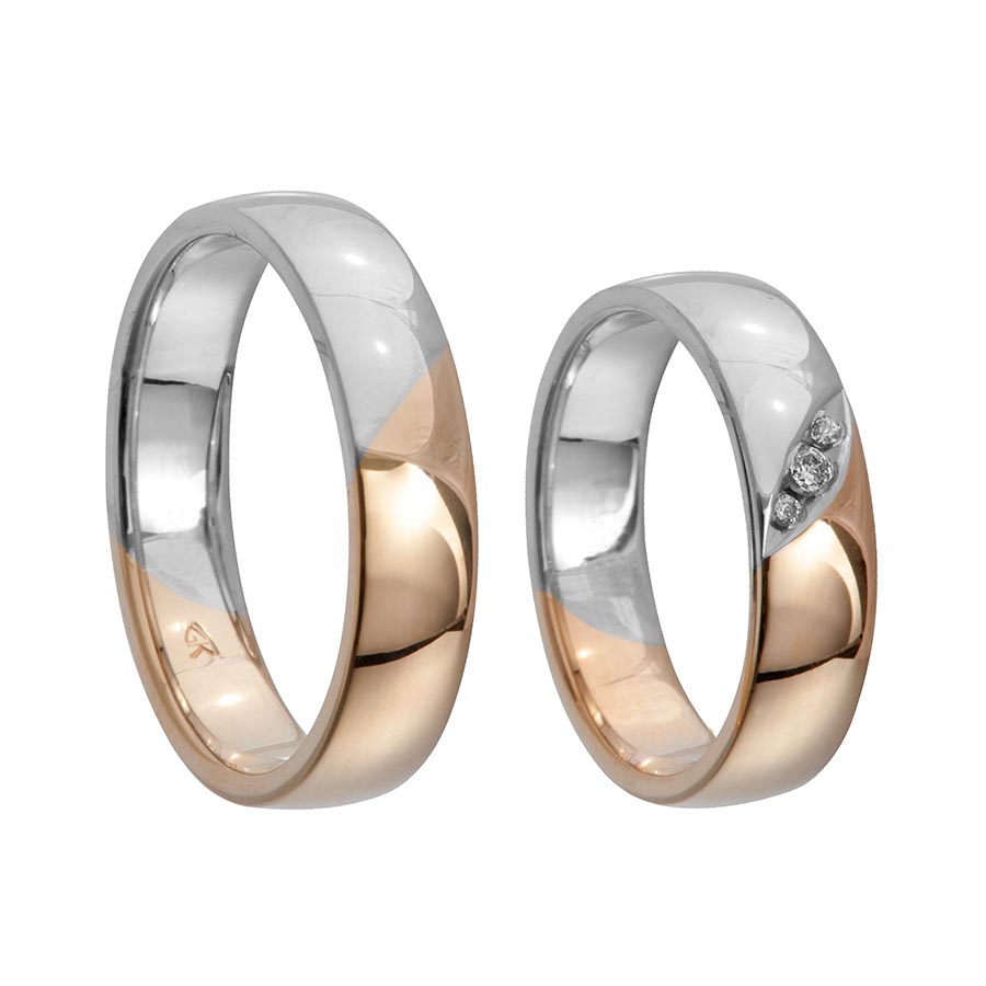 Wedding rings 585 Rotgold, Weißgold+Pd 514695-50