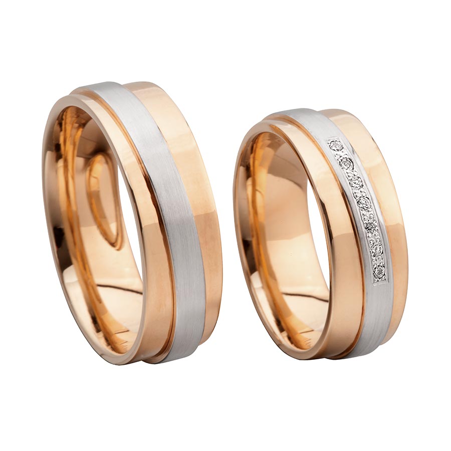 Wedding rings 375 Rotgold, Weißgold+Pd 514701-70