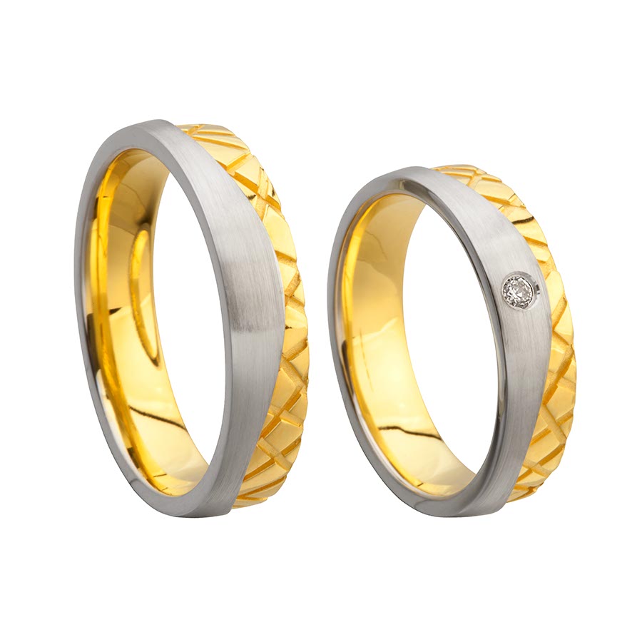 Wedding rings 375 Gelbgold, Weißgold+Pd 514704-50