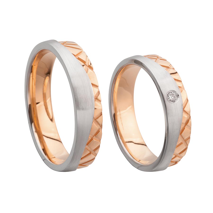 Wedding rings 375 Rotgold, Weißgold+Pd 514704-50