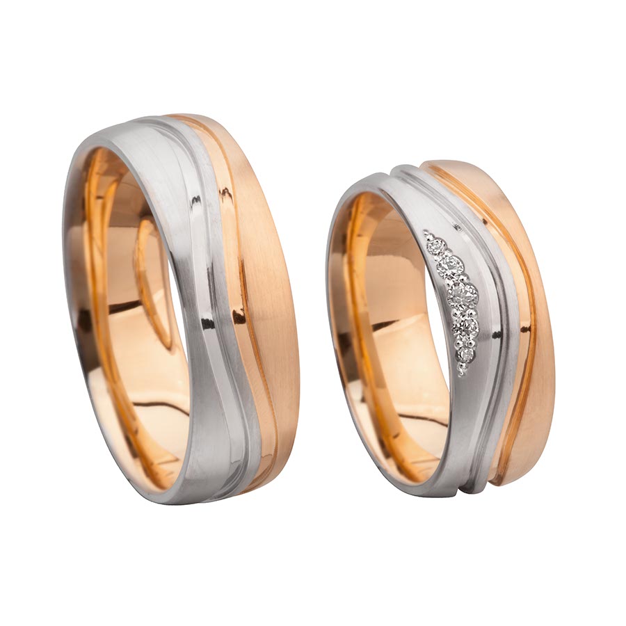 Wedding rings 375 Rotgold, Weißgold+Pd 514706-70