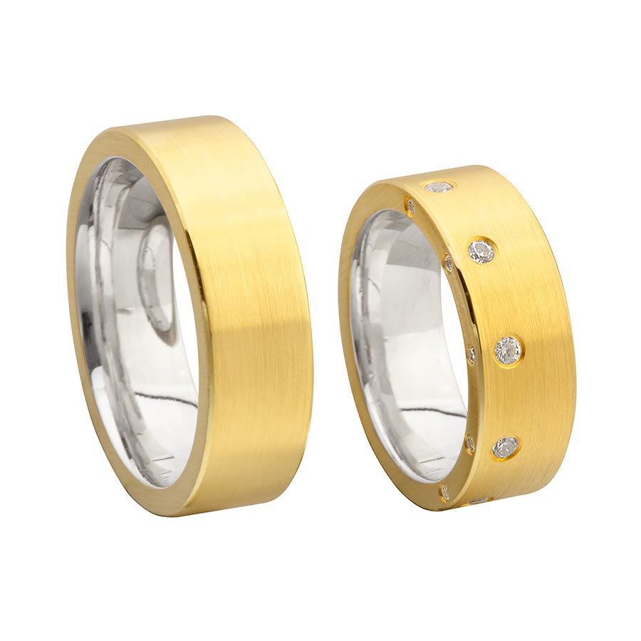 Wedding rings 925 Silber-KERN, 750 Gelbgold, Hybrid 514707-72