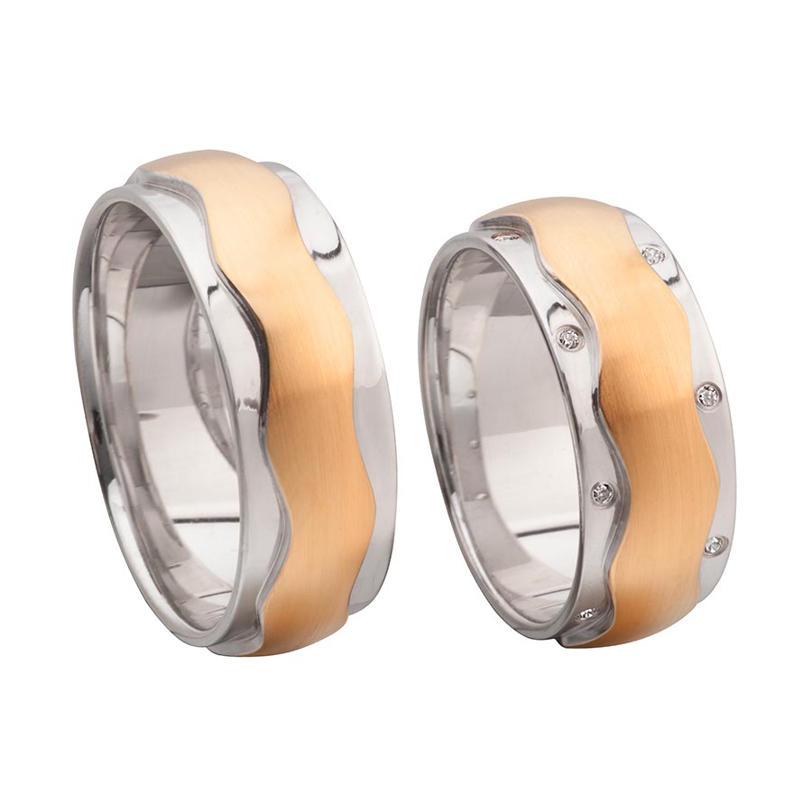 Wedding rings 375 Rotgold, Weißgold+Pd 514708-80