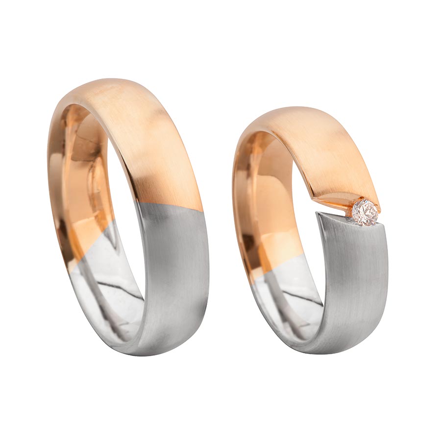 Wedding rings 375 Rotgold, Weißgold+Pd 514709-60