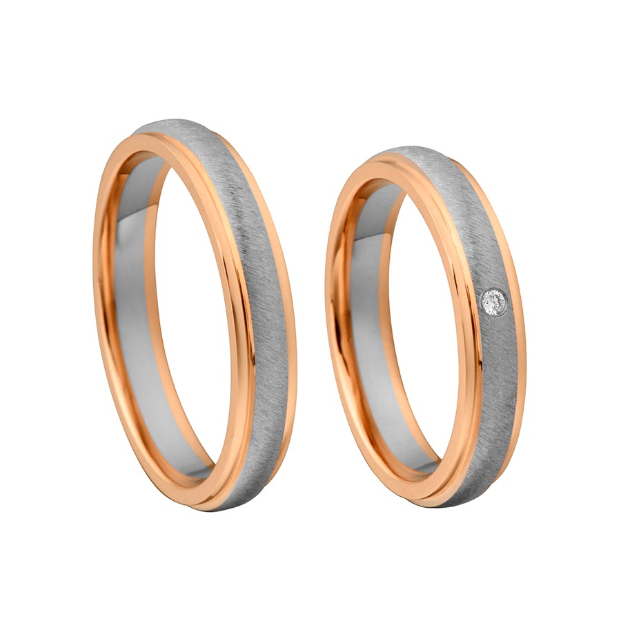 Wedding rings 375 Rotgold, Weißgold+Pd 514720-40