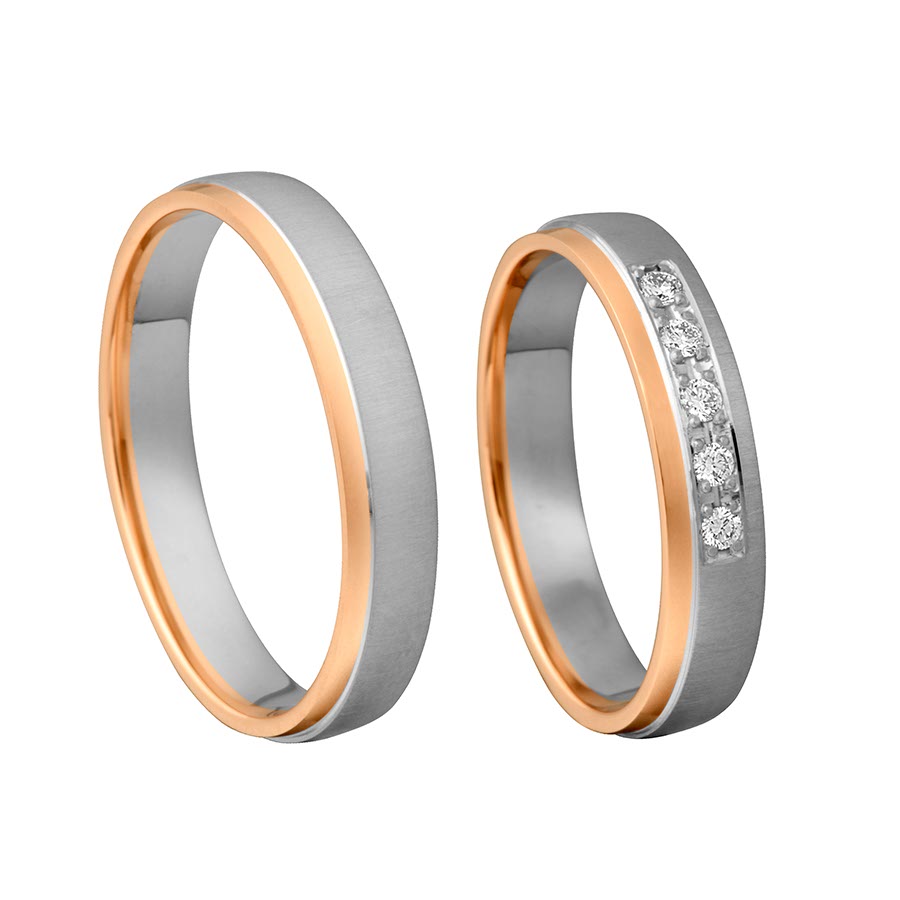 Wedding rings 375 Rotgold, Weißgold mit Pd