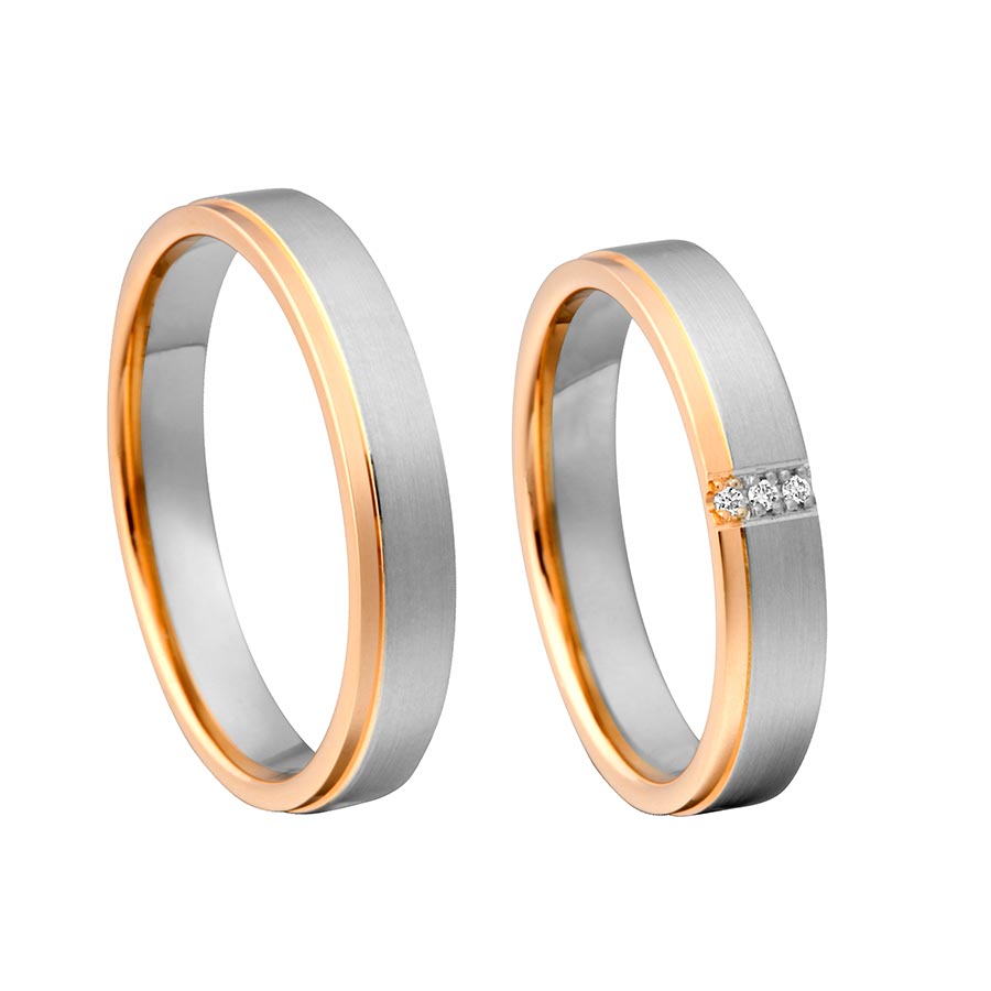 Wedding rings 375 Rotgold, Weißgold+Pd 514727-40