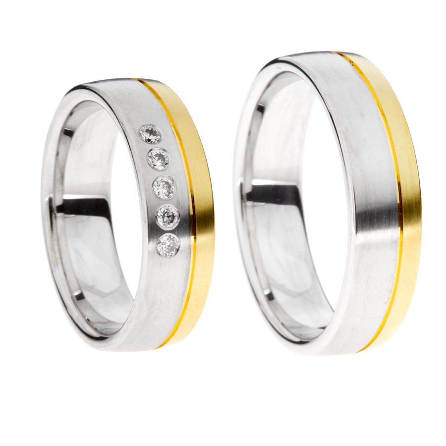 Wedding rings 585 Gelbgold, Weißgold+Pd 514746-60