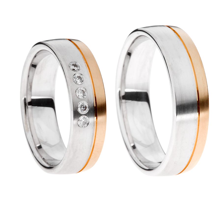 Wedding rings 375 Rotgold, Weißgold+Pd 514746-60