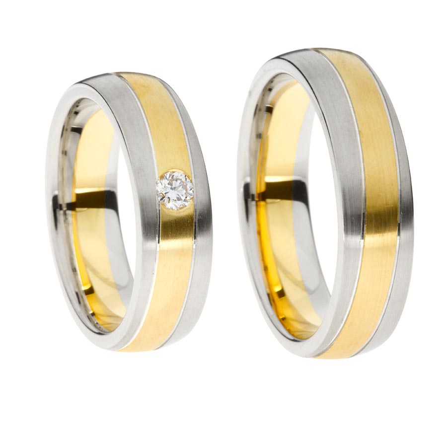 Wedding rings 585 Gelbgold, Weißgold+Pd 514748-60