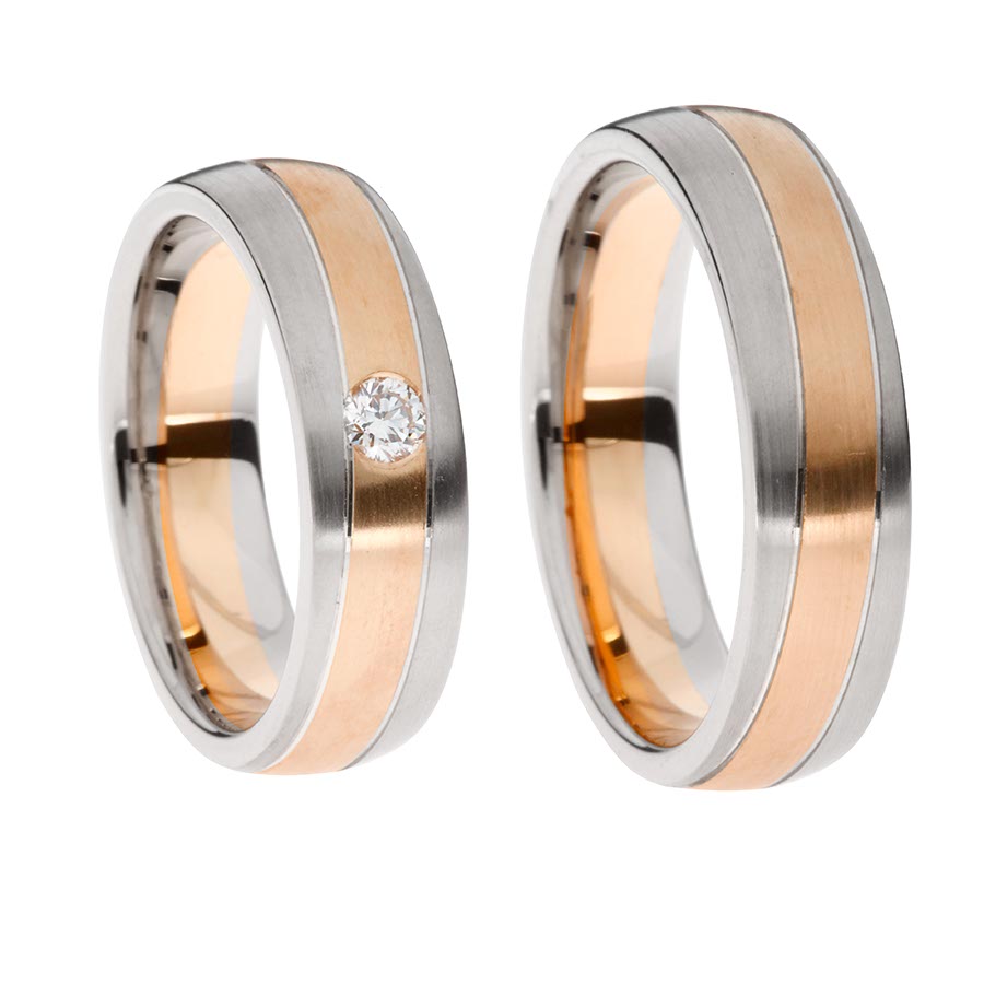 Wedding rings 375 Rotgold, Weißgold+Pd 514748-60