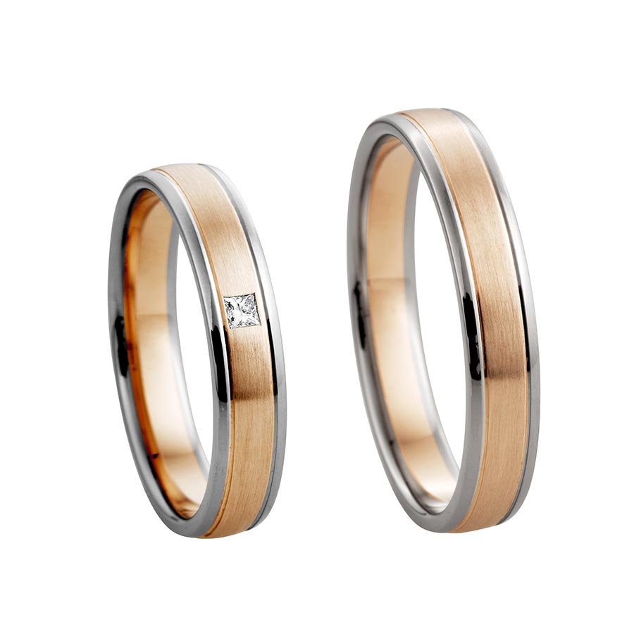 Wedding rings 600 Platin, 375 Rotgold 514774-40