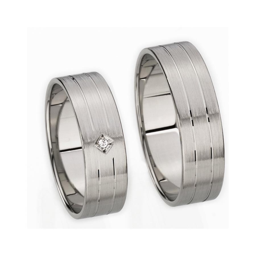Wedding rings 585 Weißgold+Pd 515007-60