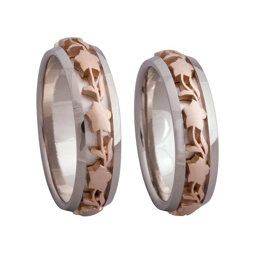 Wedding rings 585 Rotgold, Weißgold+Pd 516404-58