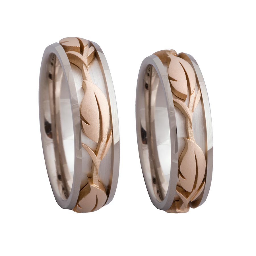 Wedding rings 585 Rotgold, Weißgold+Pd 516405-65