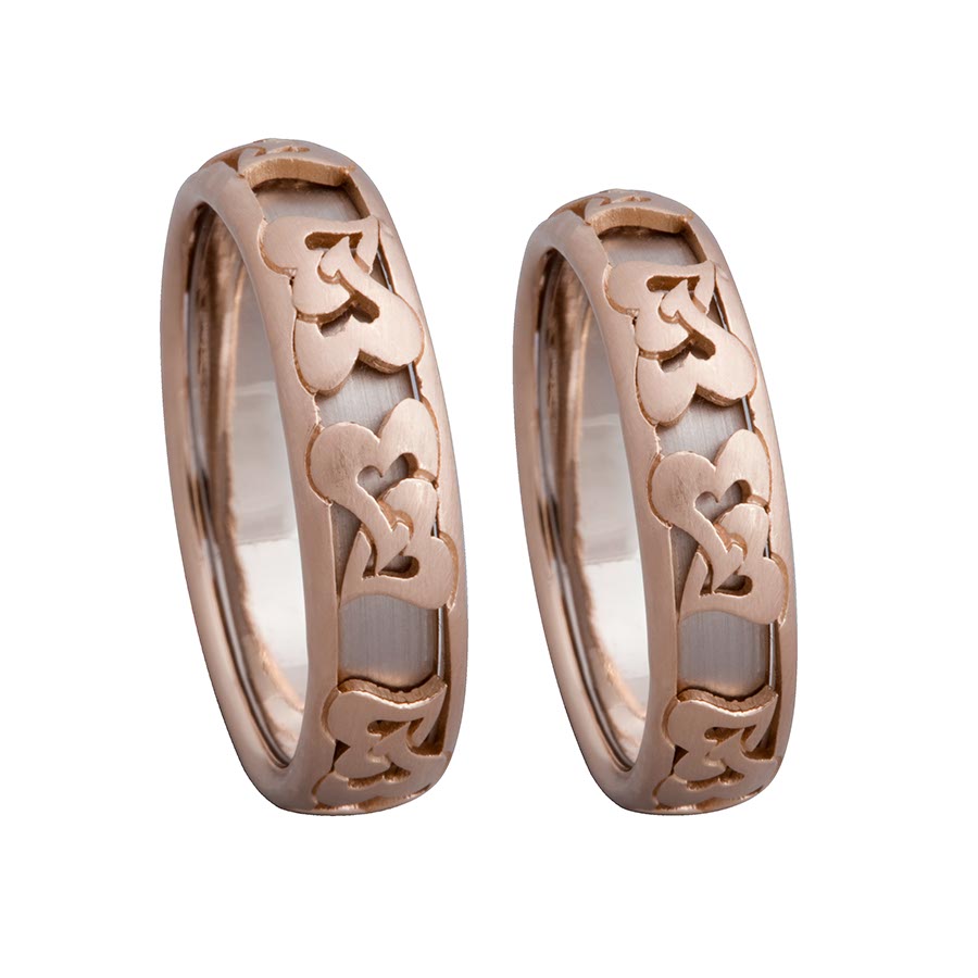 Wedding rings 585 Rotgold, Weißgold+Pd 516406-56