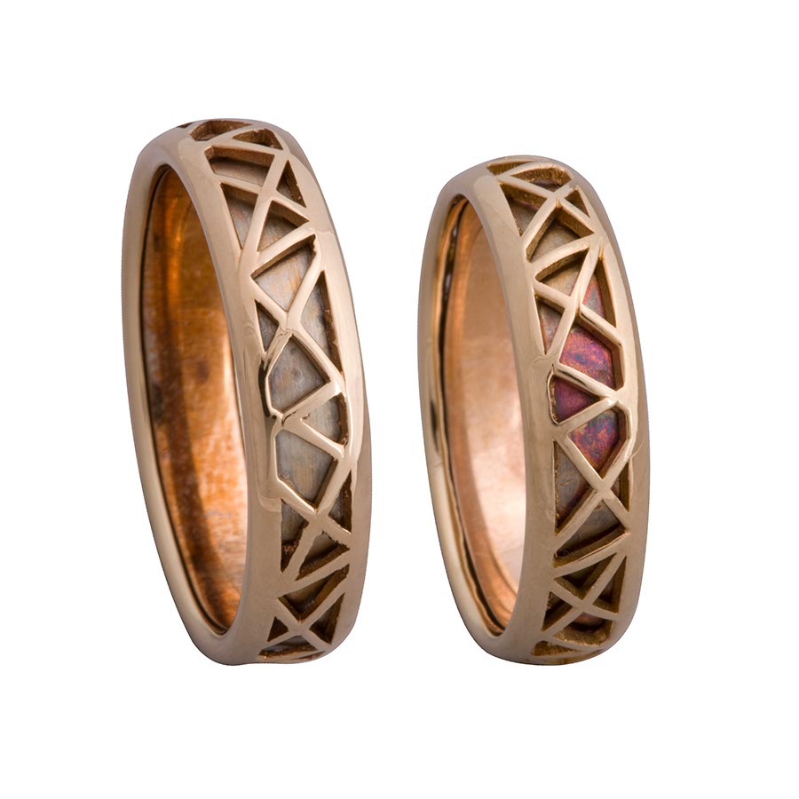 Wedding rings 585 Rotgold, Weißgold+Pd 516409-57