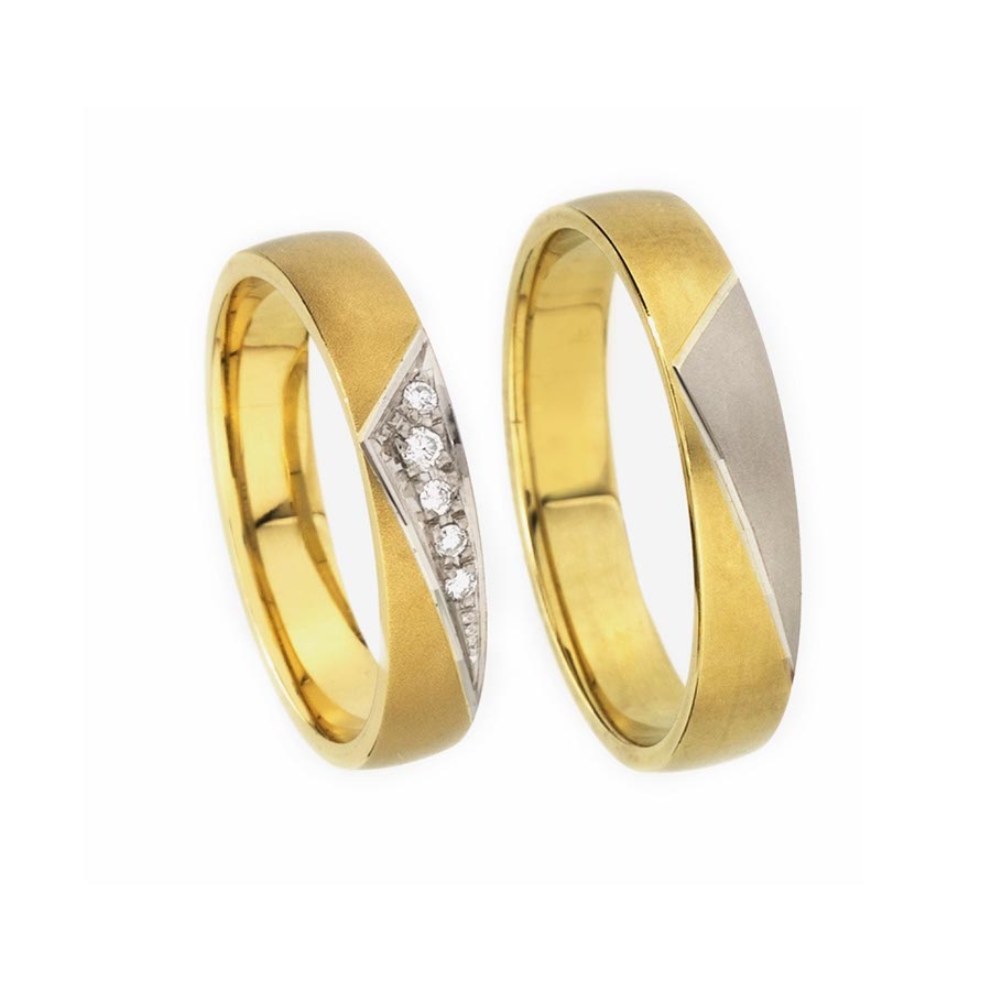 Wedding rings 585 Gelbgold, Weißgold mit Pd