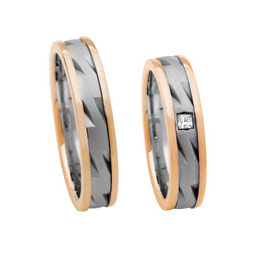 Wedding rings 585 Rotgold, Weißgold+Pd 518007-50