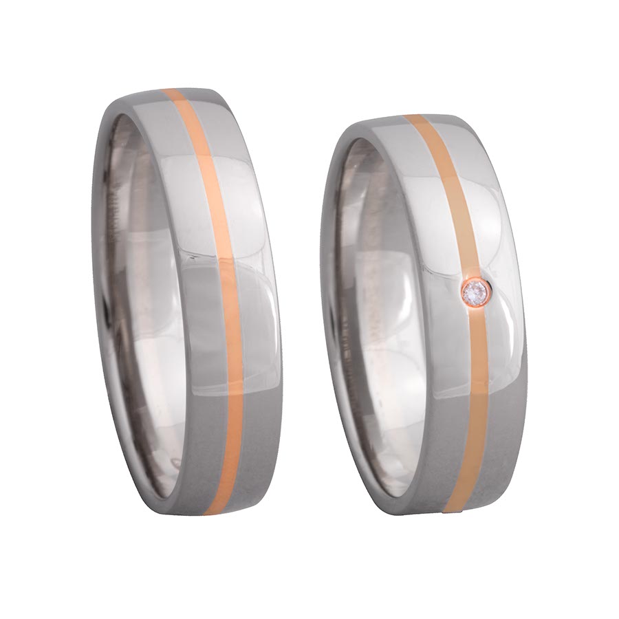 Wedding rings 500 Palladium, 585 Rotgold 518101-50